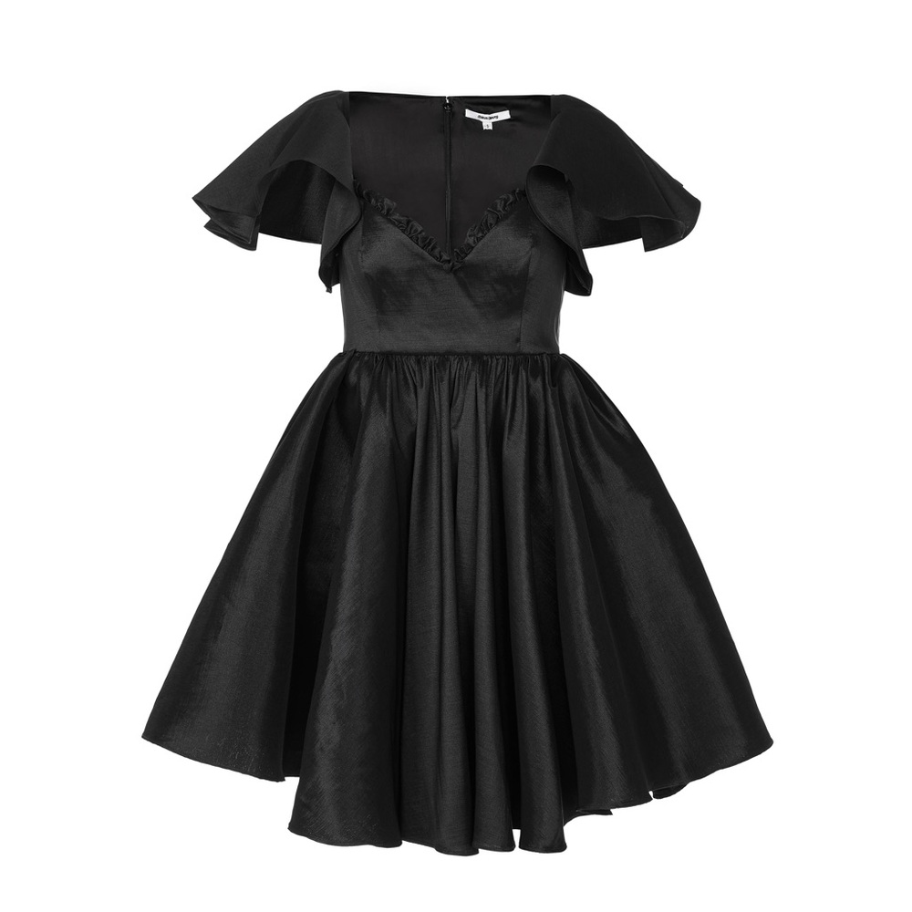 Maison Amory Black Fit & Flare Flutter Sleeve Mini Dress - Best Fit 1X - 2X
